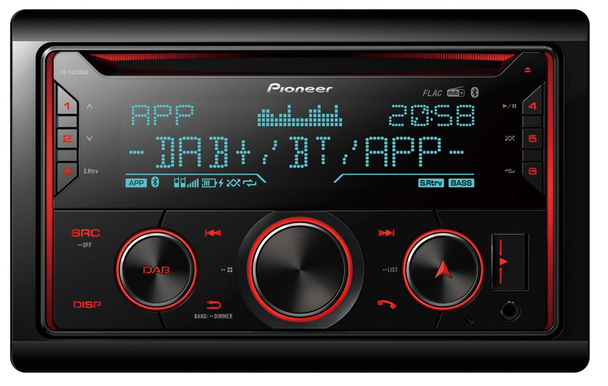 Pioneer FH-S820DAB 2-DIN Bilstereo m. DAB og Bluetooth