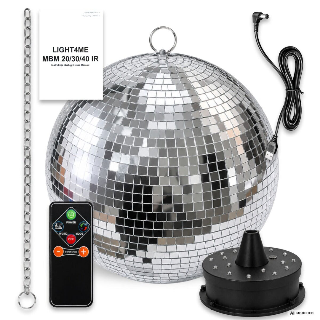 Light4Me Spejlkugle 40 cm med LED, Motor og Fjernbetjening