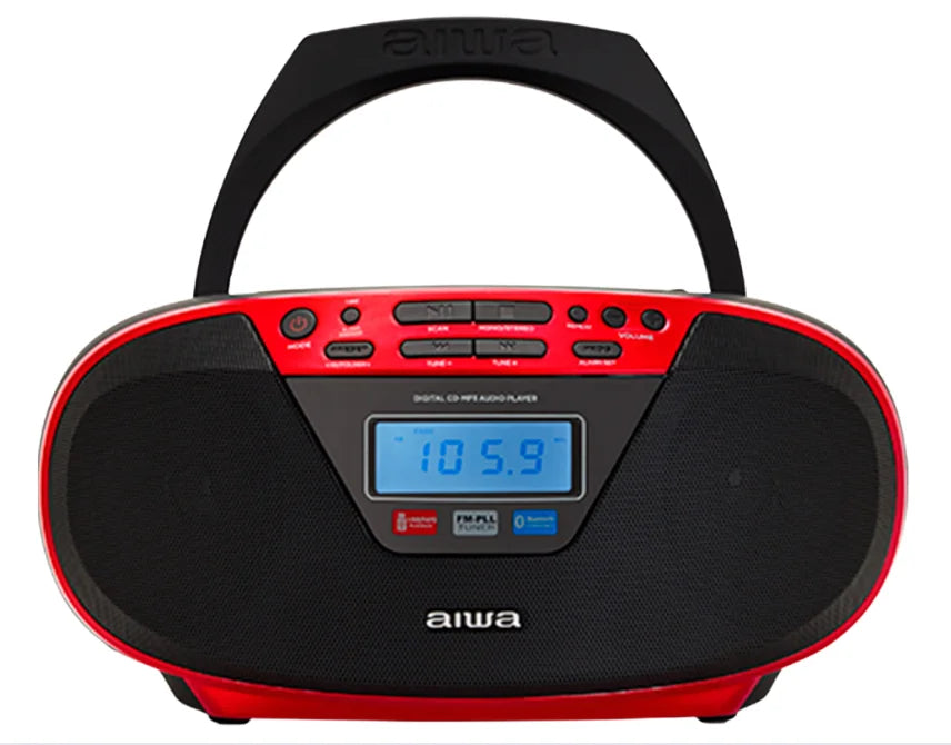 AIWA CDT-200 Boombox – CD, Bluetooth, USB & FM-radio, rød