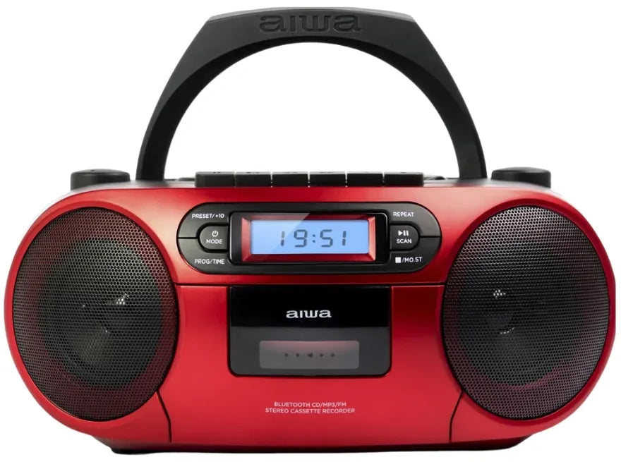 AIWA RC-250 Boombox – CD, Kassette, Bluetooth & FM, rød