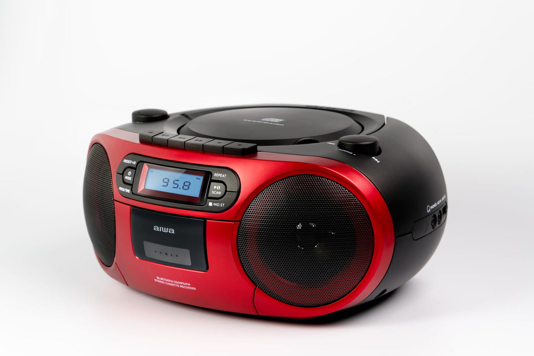 AIWA RC-250 Boombox – CD, Kassette, Bluetooth & FM, rød