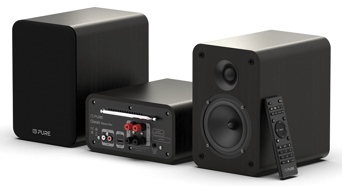 Pure Classic Stereo Mini Hi-Fi System – DAB+, CD, Bluetooth, 40W, Sort