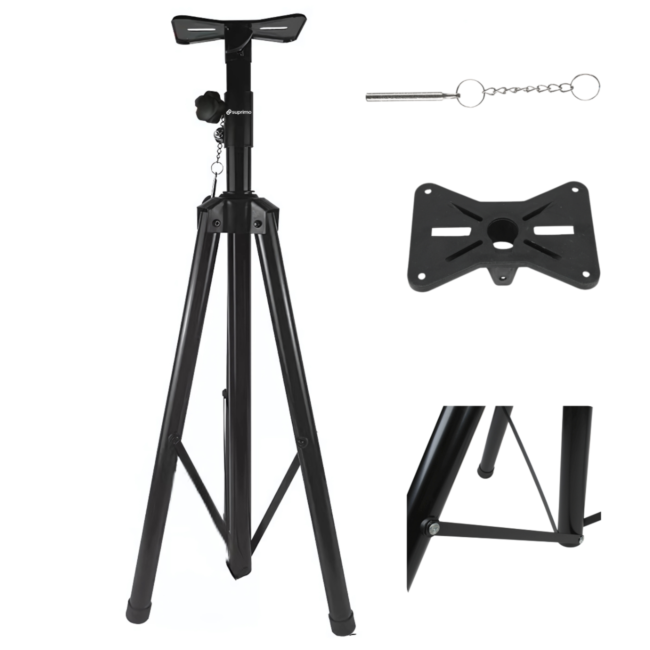 Højttalerstativ Tripod Sort med Sikkerhedspind