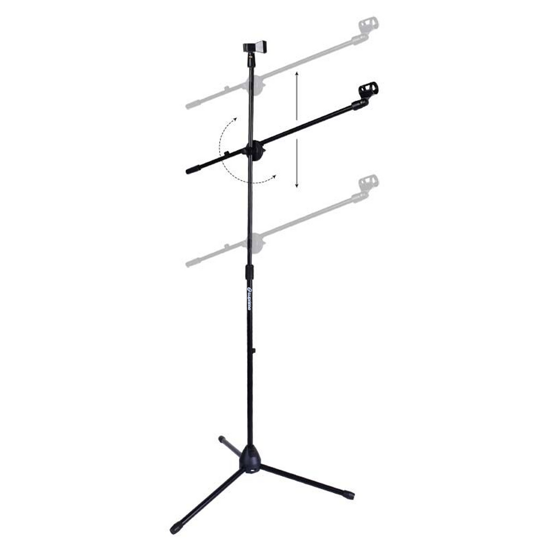 Mikrofonstativ M1 med Boomarm til 2 Mikrofoner – Sort