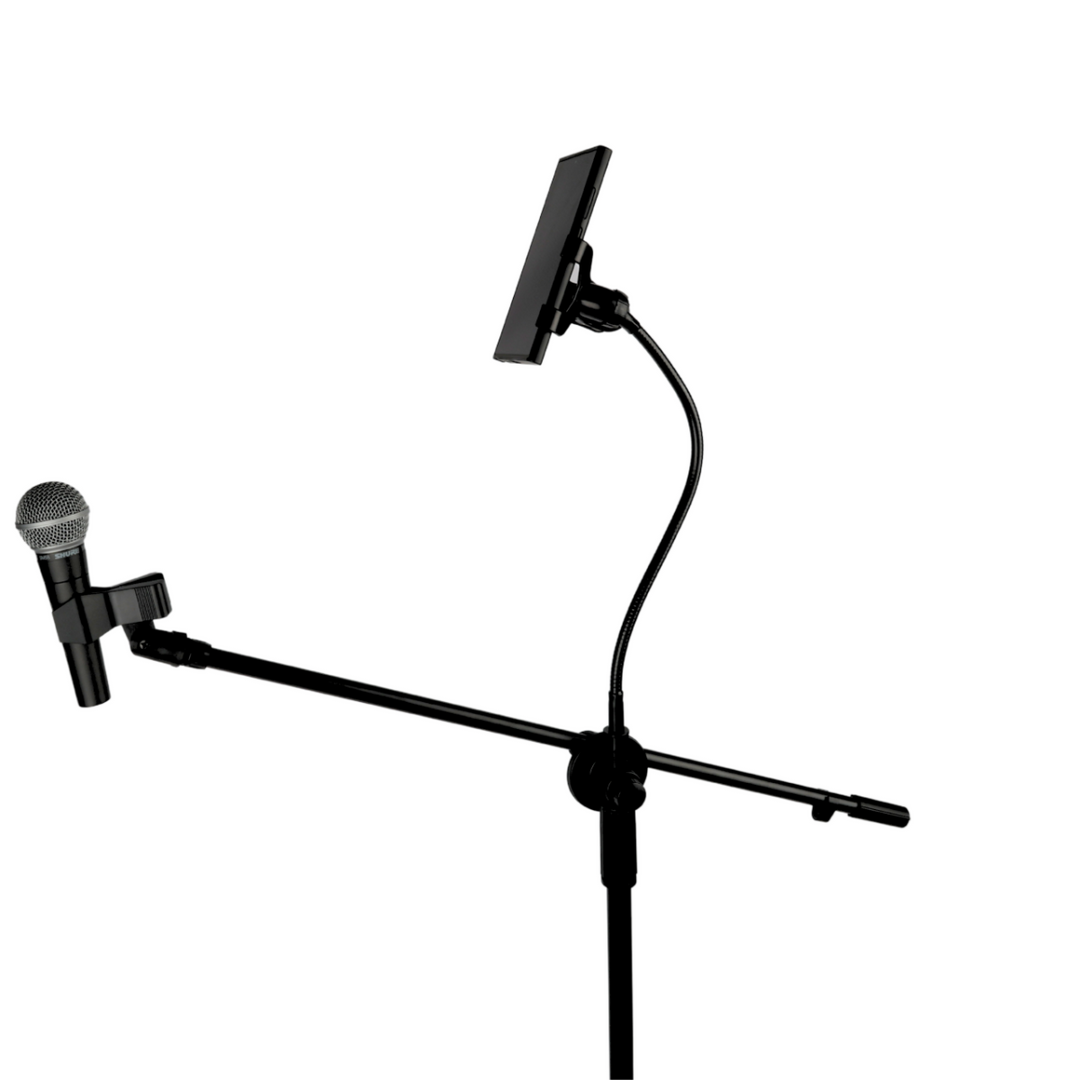 Mikrofonstativ med Boom Arm, Smartphoneholder og Gooseneck