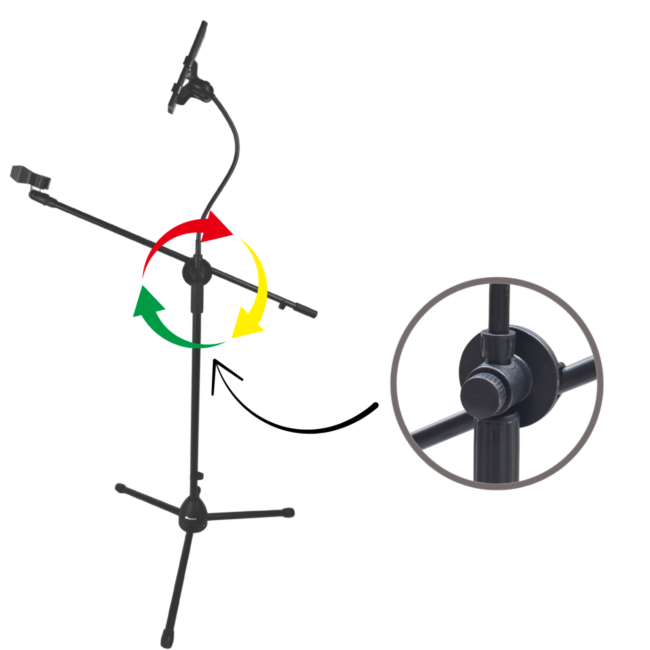 Mikrofonstativ med Boom Arm, Smartphoneholder og Gooseneck