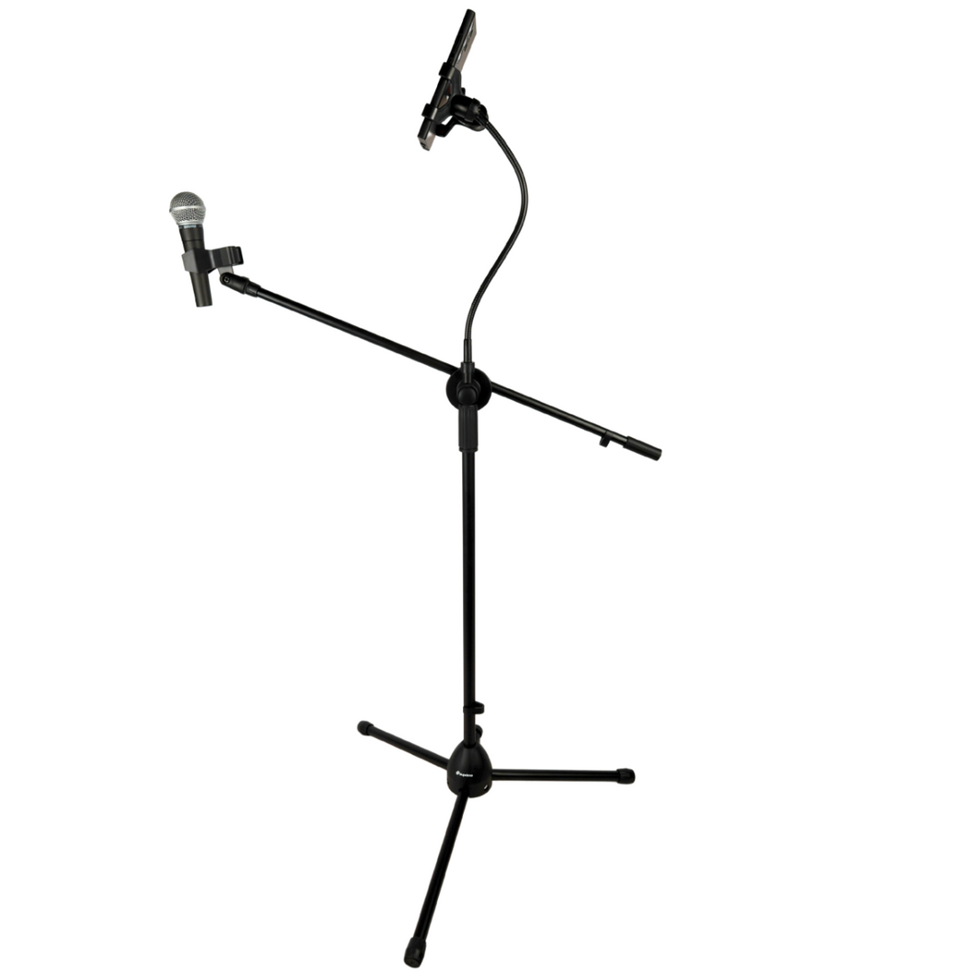 Mikrofonstativ med Boom Arm, Smartphoneholder og Gooseneck