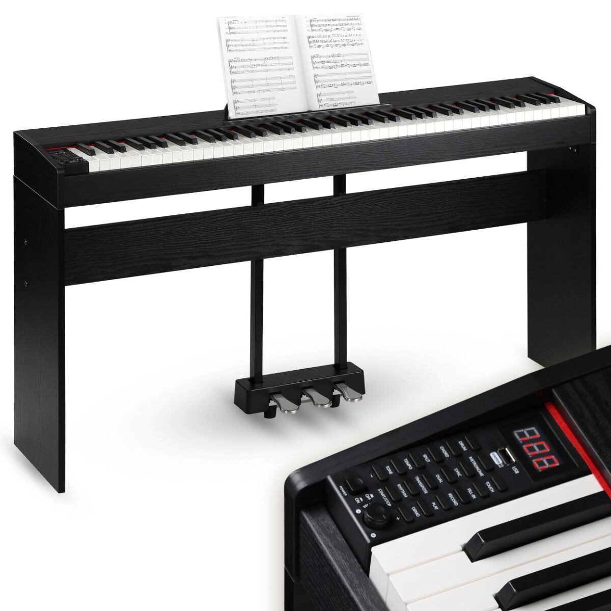 Suprimo SDP88 BK Digital Piano 88 med vægtede tangenter, Sort