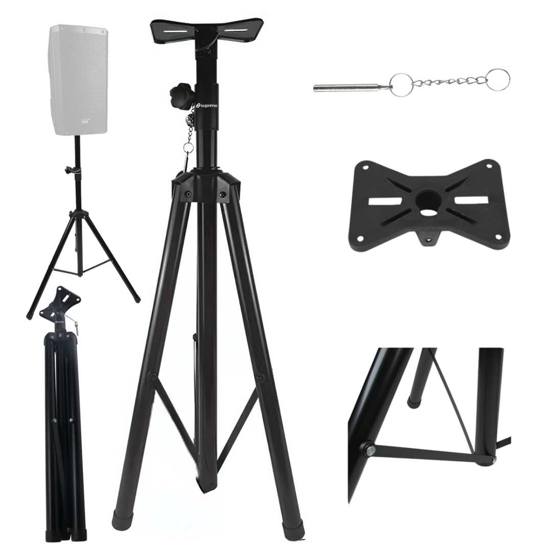 Højttalerstativ Tripod Sort med Sikkerhedspind