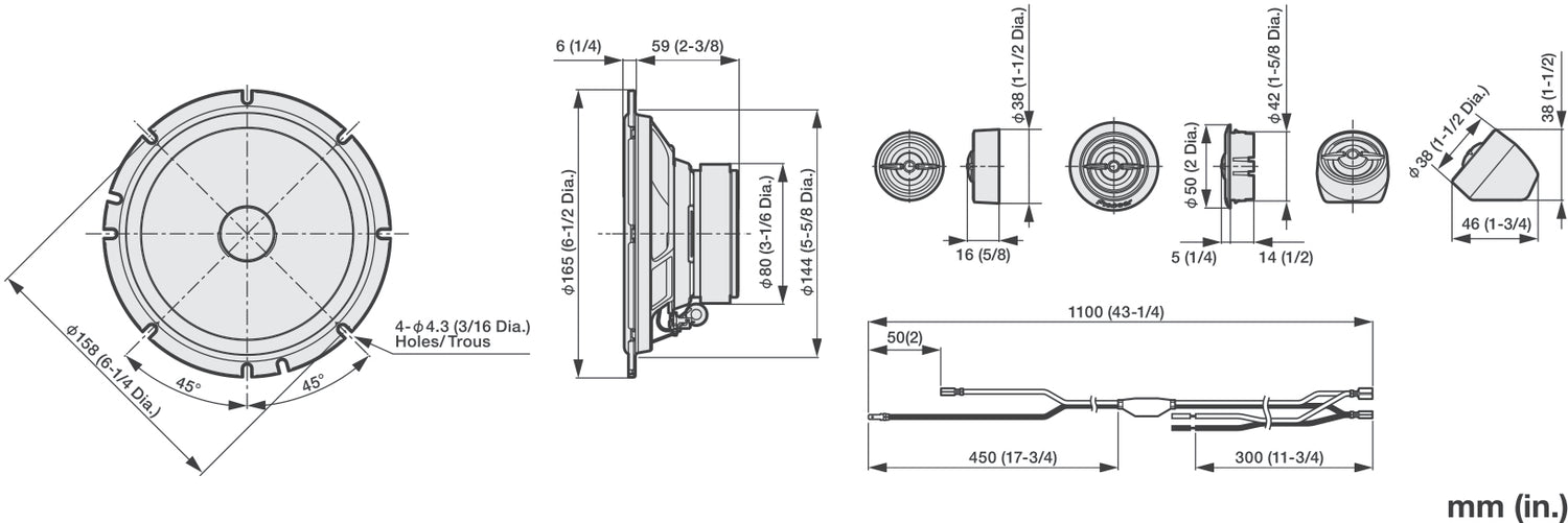 Pioneer TS-A1601C 2-vejs Komponentsystem (350W, 16,5cm)