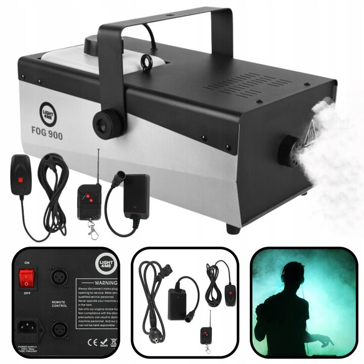 Light4Me Fog 900 V2 Røgmaskine 900W med Trådløs Fjernbetjening