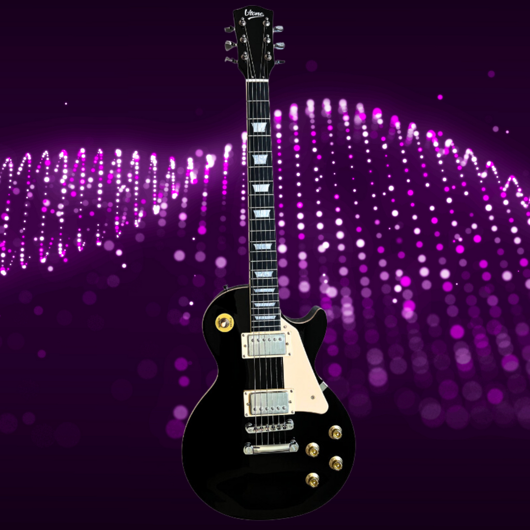 V-TONE VLP1 BK Elektrisk Guitar 4/4 Les Paul HH – Black Gloss
