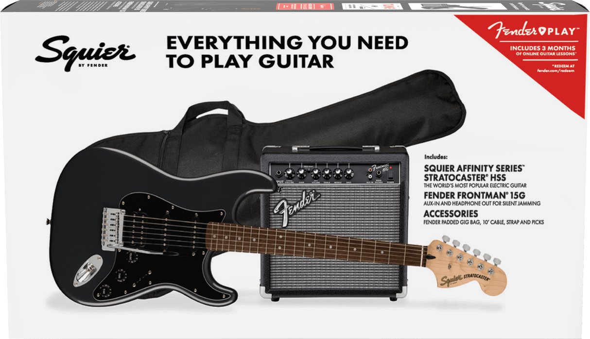 Fender Stratocaster El-guitar Startpakke (Frost Metallic)