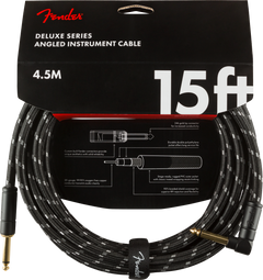 Fender Deluxe Guitar Kabel Vinkelstik (Black Tweed, 4,5m)