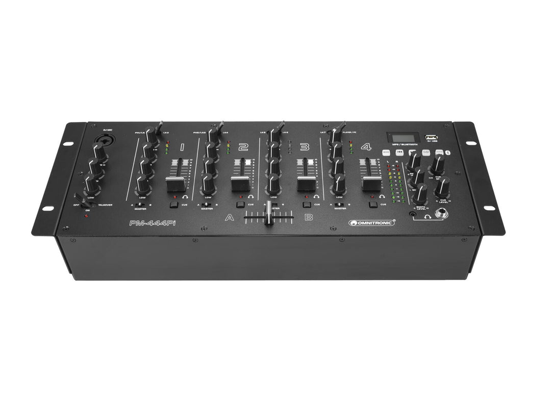 OMNITRONIC PM-444Pi 4-channel DJ Mixer with Player & USB Interface