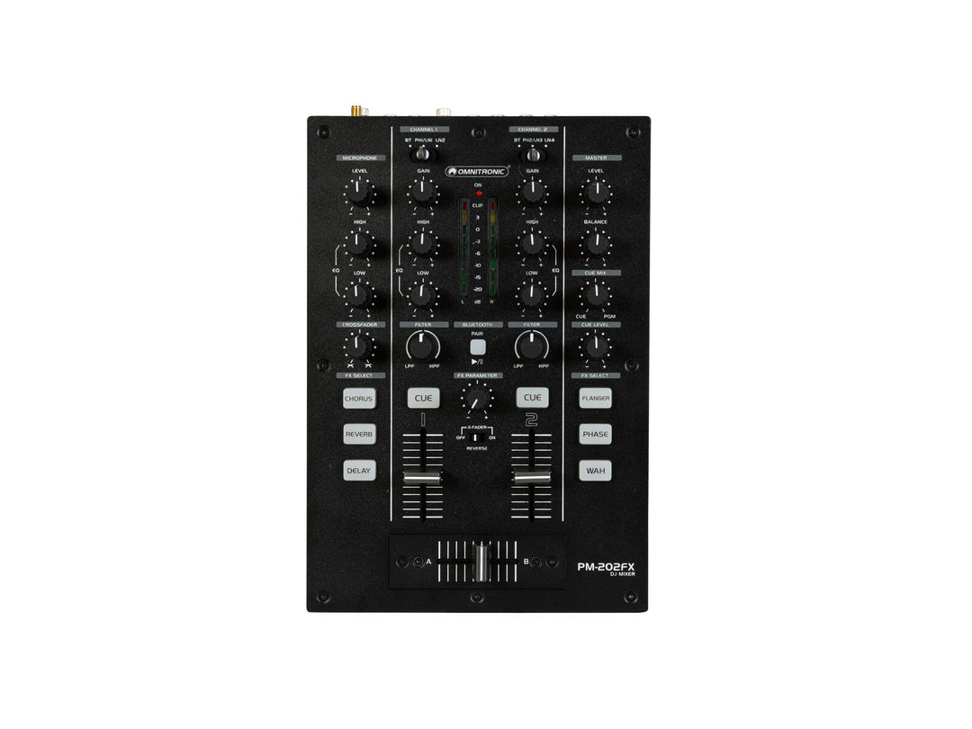 OMNITRONIC PM-202FX 2-Channel DJ Mixer with Filter, FX and Bluetooth