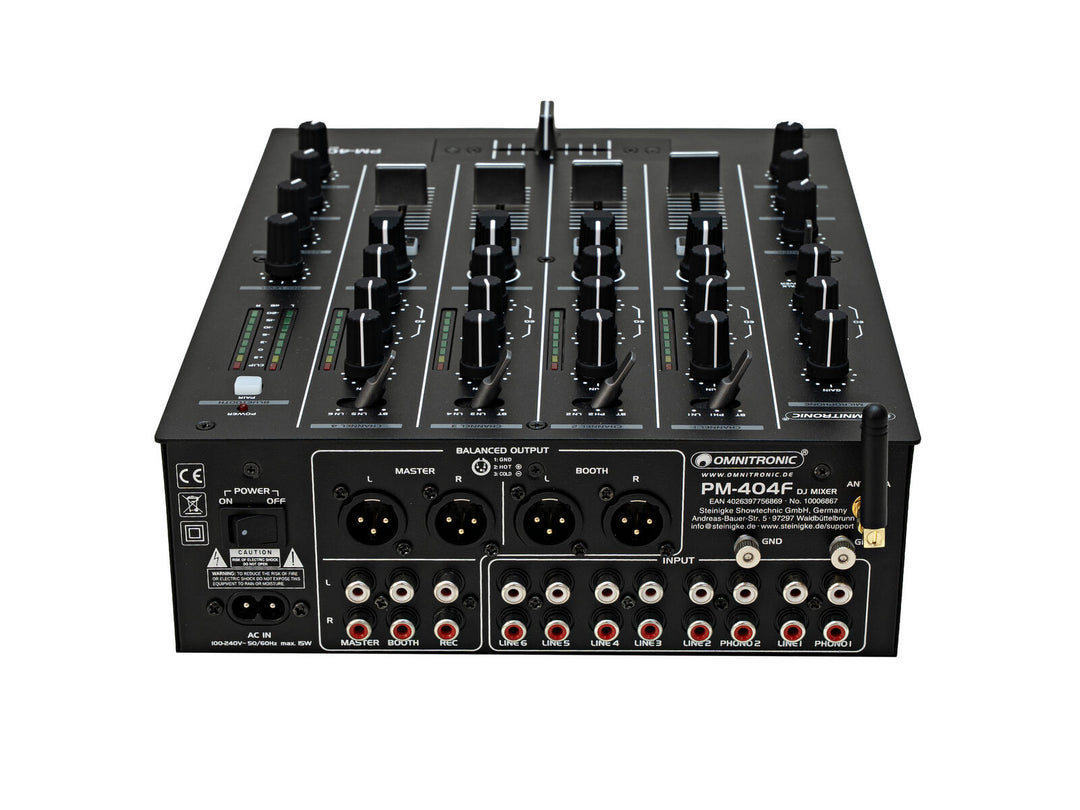 OMNITRONIC PM-404F 4-channel DJ Mixer with Filter and Bluetooth