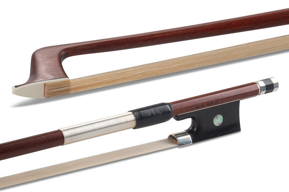 GEWA violinbue W.R. Wild, rund stang i pernambuco, sølvmonteret