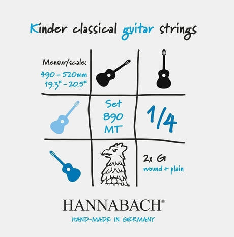 Hannabach 890 1/4 G3 omviklet streng til børneguitar, medium tension