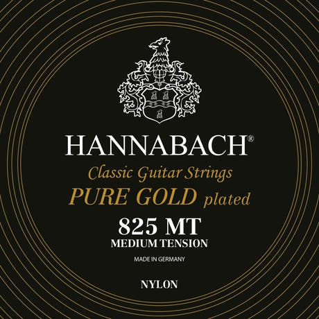 Hannabach Strings for classic guitar Serie 825 Medium tension specialized gold plated - Set medium (8257MT)