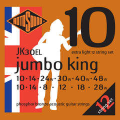 Rotosound Strings for Acoustic Guitar Jumbo King - Set 12-string Extra Light 10-48 (JK30EL)