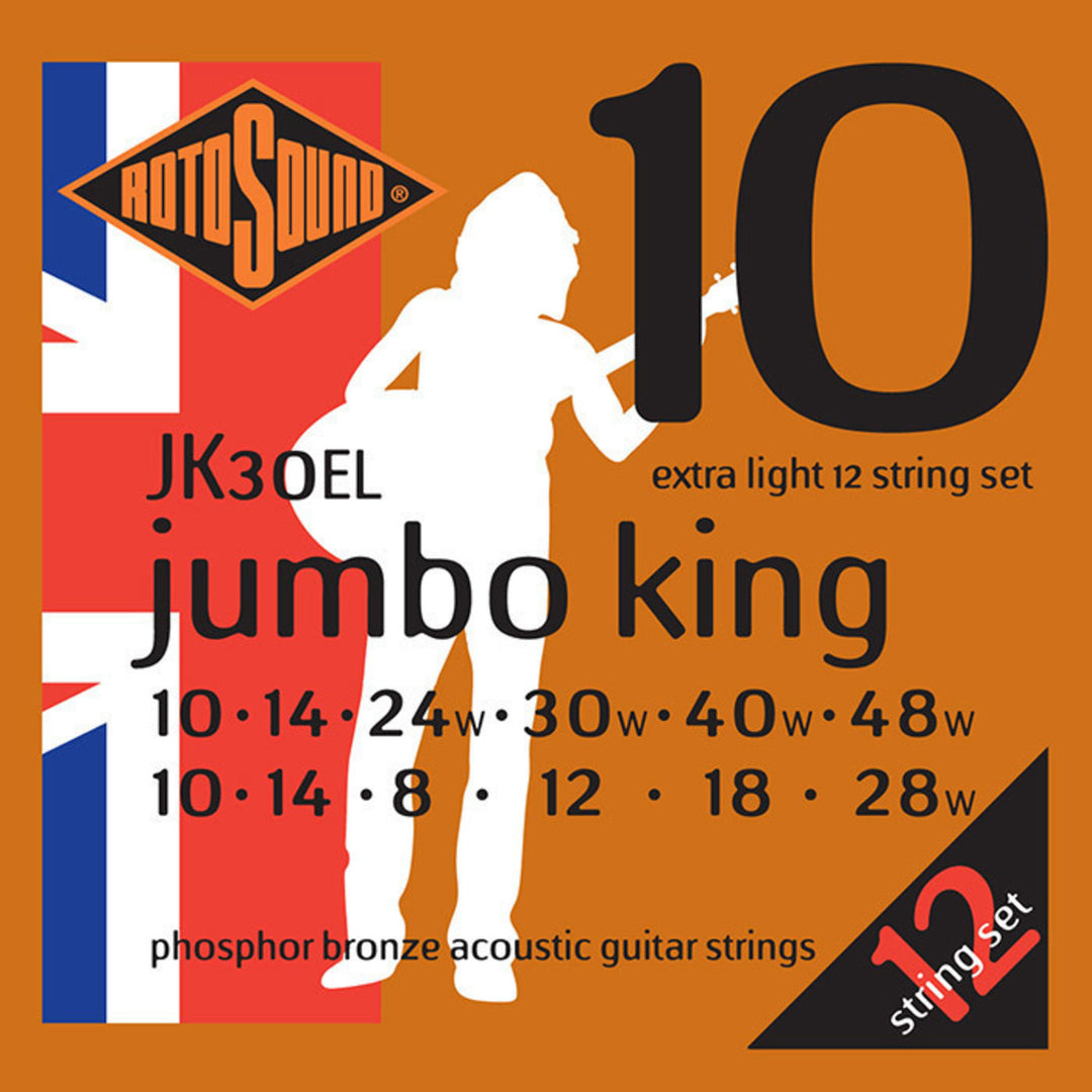 Rotosound Strings for Acoustic Guitar Jumbo King - Set 12-string Extra Light 10-48 (JK30EL)