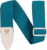 Ernie Ball 5349 PolyPro Guitar Strap Teal with White Leather