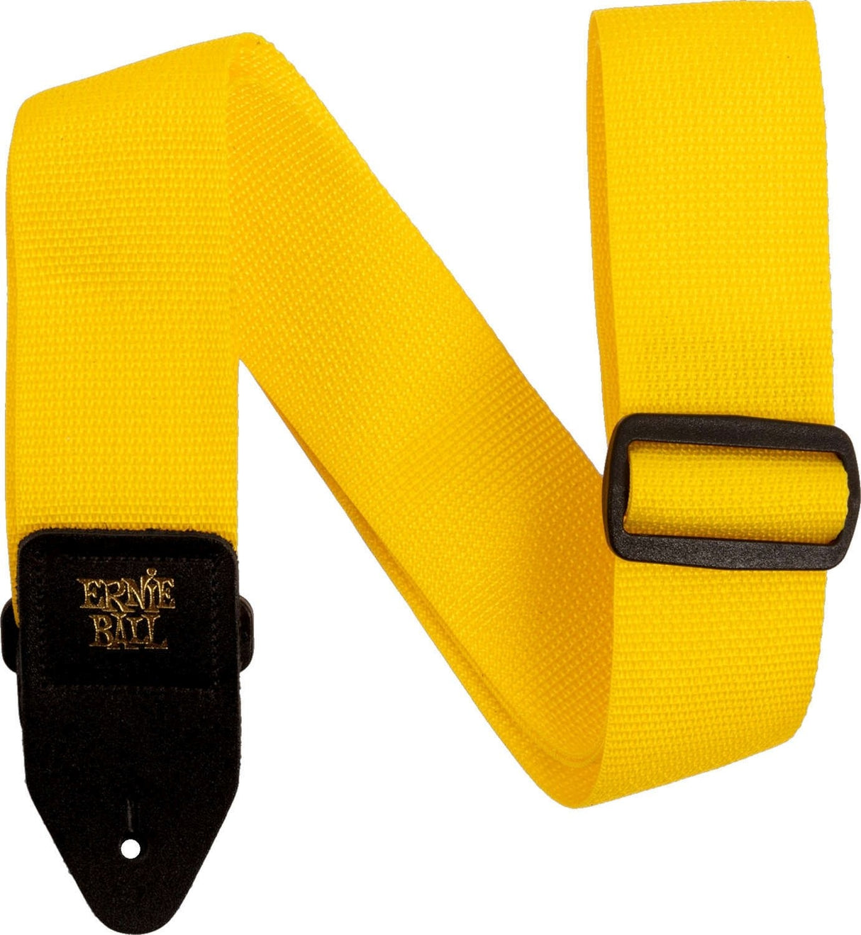 Ernie Ball 5351 PolyPro Guitar Strap Yellow with Black Leath