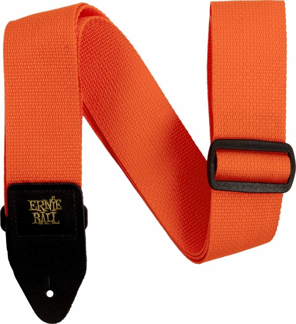 Ernie Ball 5353 Poly Guitar Strap Orange with Black Leather