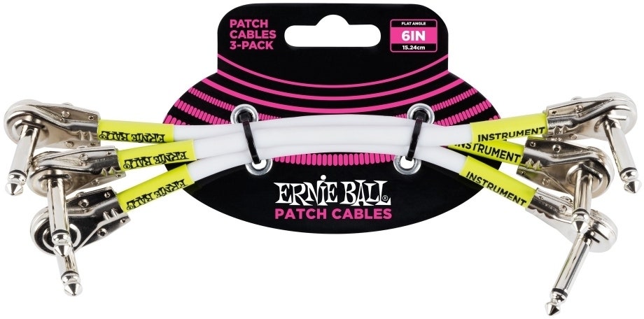 Ernie Ball EB-6052 Patch Cable Flat Connectors White 15 cm,