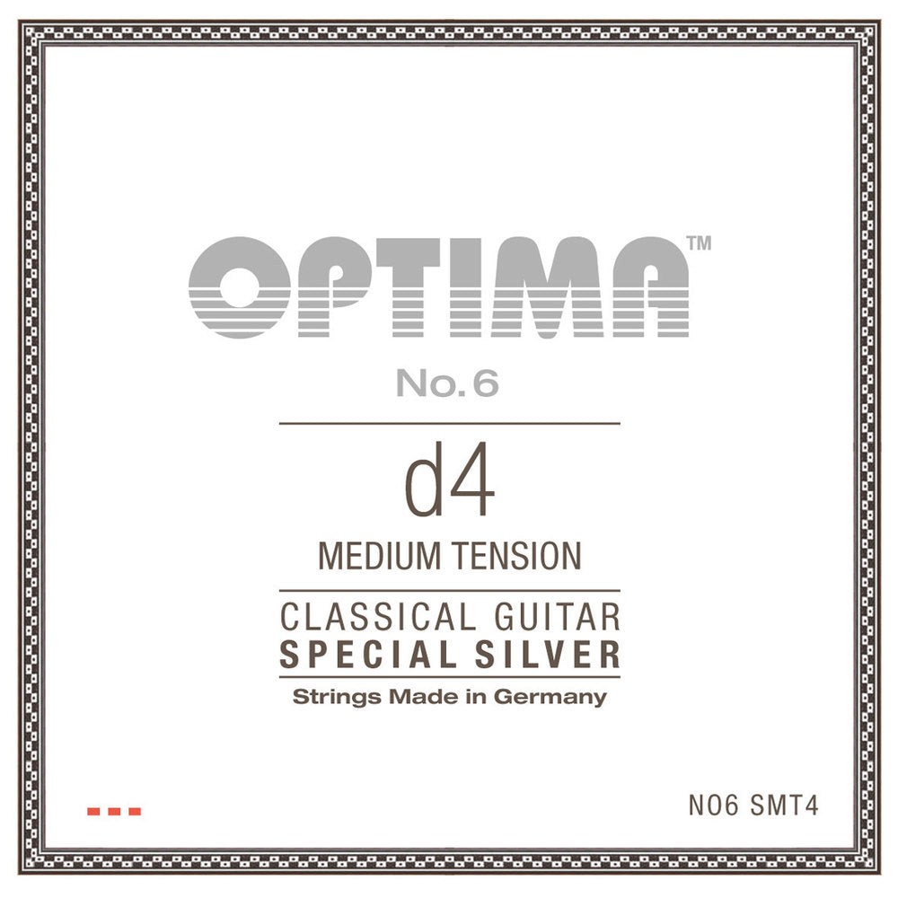 Optima No. 6 D4 klassisk guitarstreng, forsølvet, medium tension