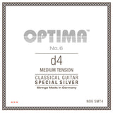 Optima No. 6 D4 klassisk guitarstreng, forsølvet, medium tension