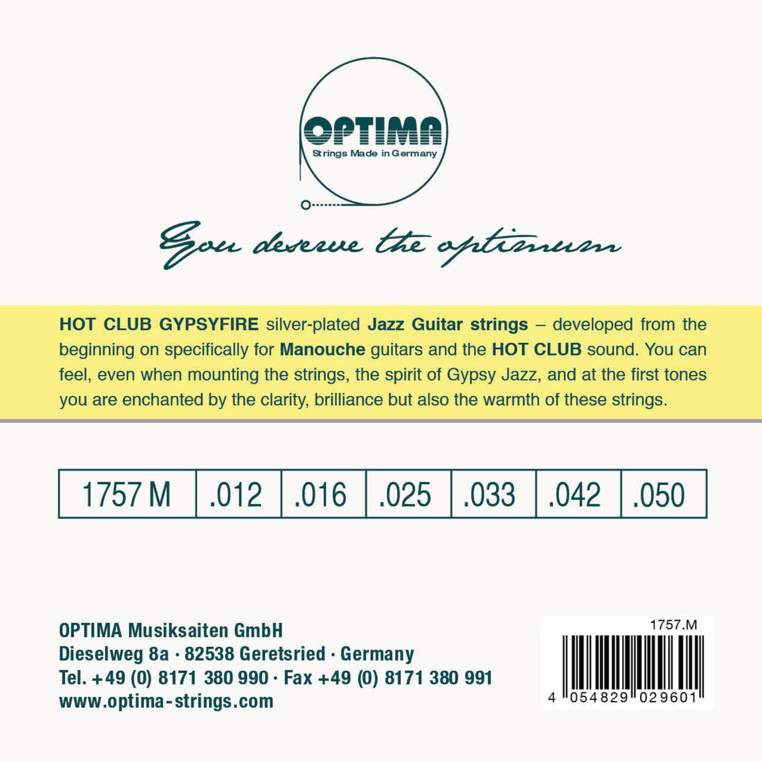 Optima Strings for Acoustic Guitar Hot Club Gypsyfire silver plated - Set with loop end (1757M)