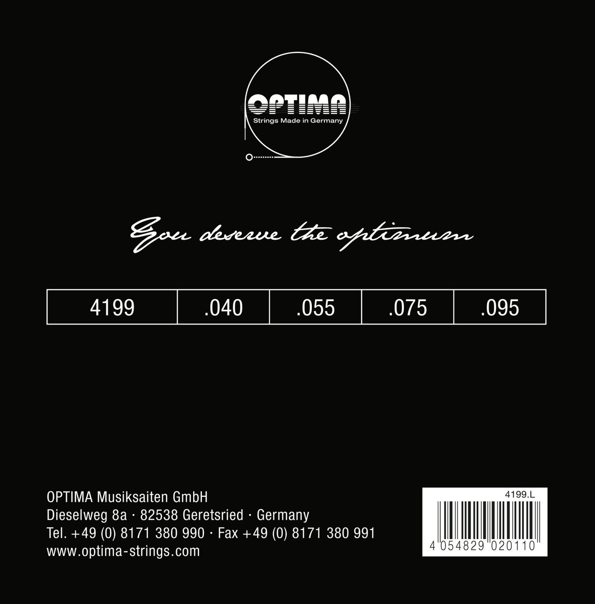 Optima E-Bass Strings Chrome Strings Round Wound Long Scale - Set 4-string light (4199L)