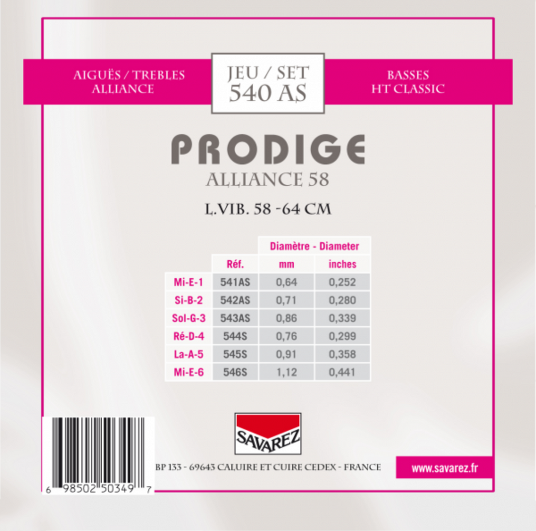 Savarez Strings for classic guitar Prodige 38 Children's Guitar - 3/4-7/8 Carbon (540AS)
