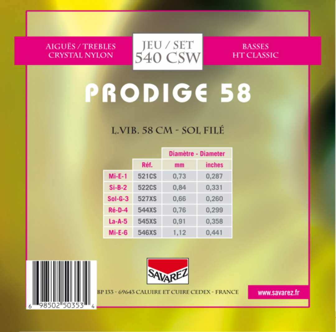 Savarez Strings for classic guitar Prodige 38 Children's Guitar - 3/4-7/8 Nylon Gw (540CSW)