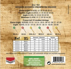 Savarez A140XL Acoustic Phosphor Bronze, extra light .010 til .047