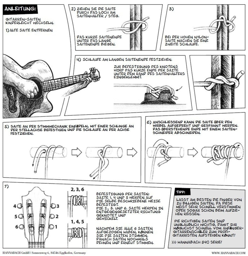 Hannabach 890 1/8 G3 omviklet streng til børneguitar, medium tension