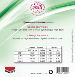 Corelli Violin strings New Crystal - Medium-light (700MLB)