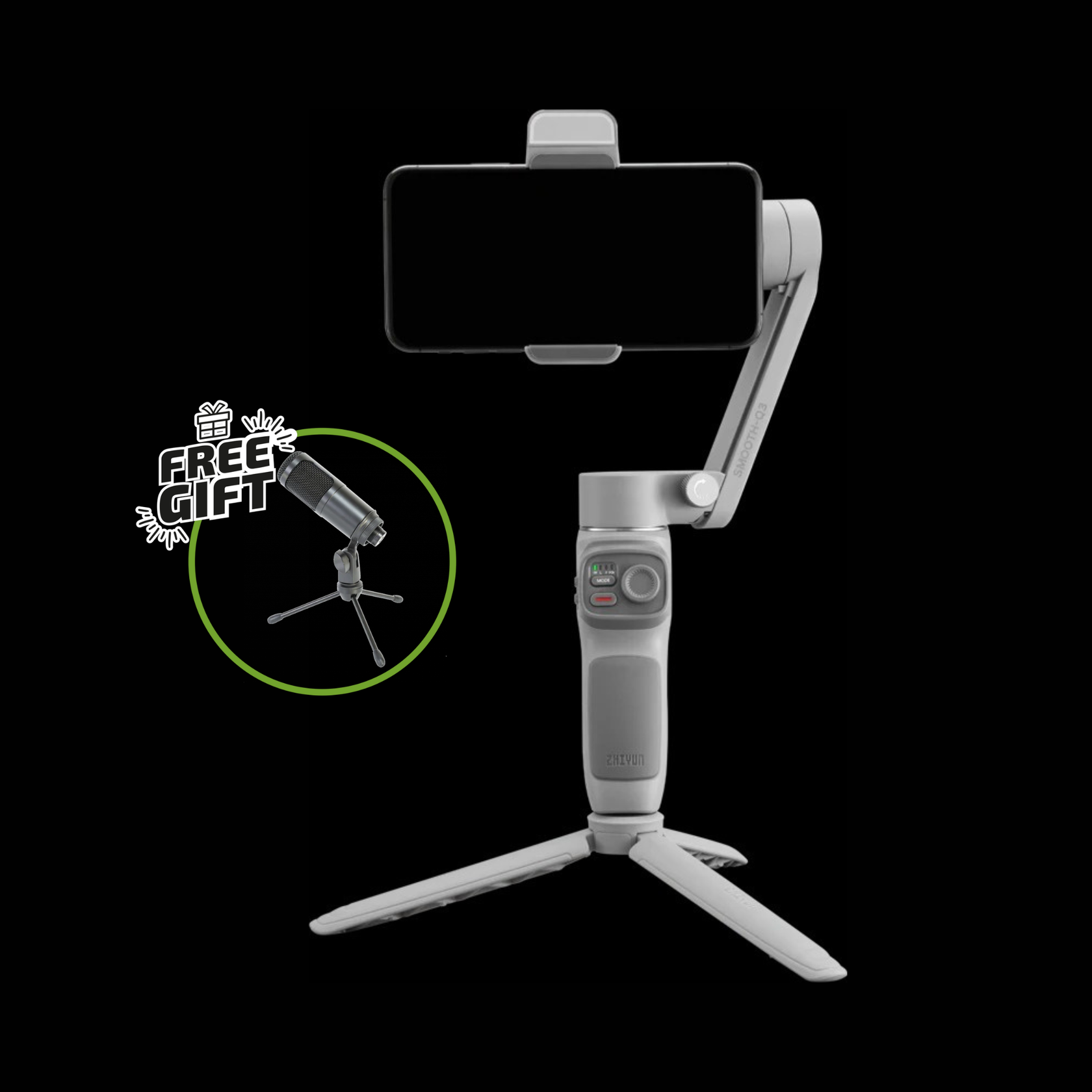 Zhiyun Smooth Q3 Combo Mobilstabilisator med lys + Free Gift