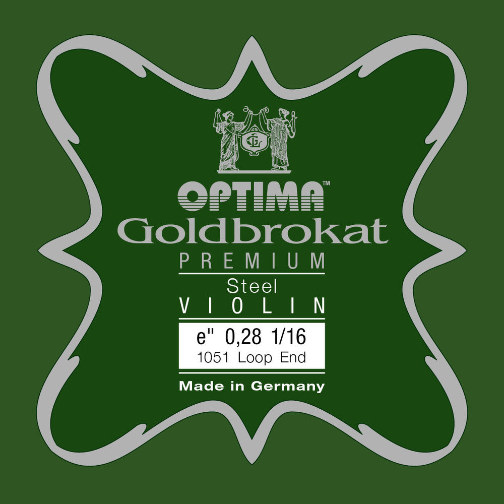 Optima Goldbrokat Premium E-streng 1/16-violin, 0,28 mm, løkke
