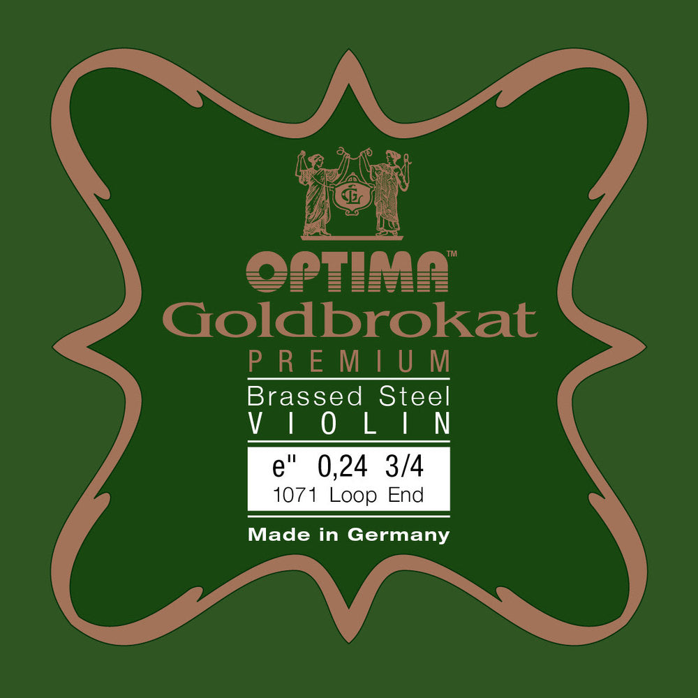 Optima Goldbrokat Premium Brassed E-streng 3/4-violin, 0,24 mm, løkke