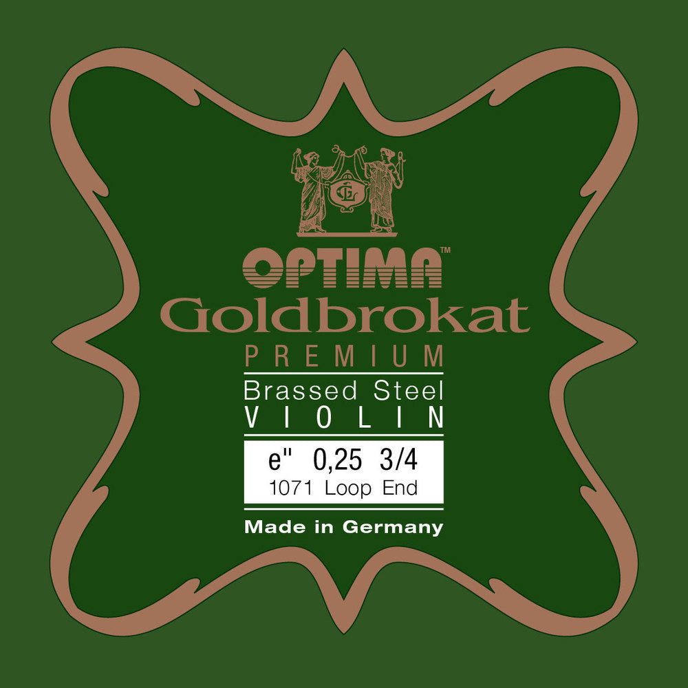 Optima Goldbrokat Premium Brassed E-streng 3/4-violin, 0,25 mm, løkke