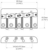 Partsland E-Bass bridge 4-string - Chrome plated