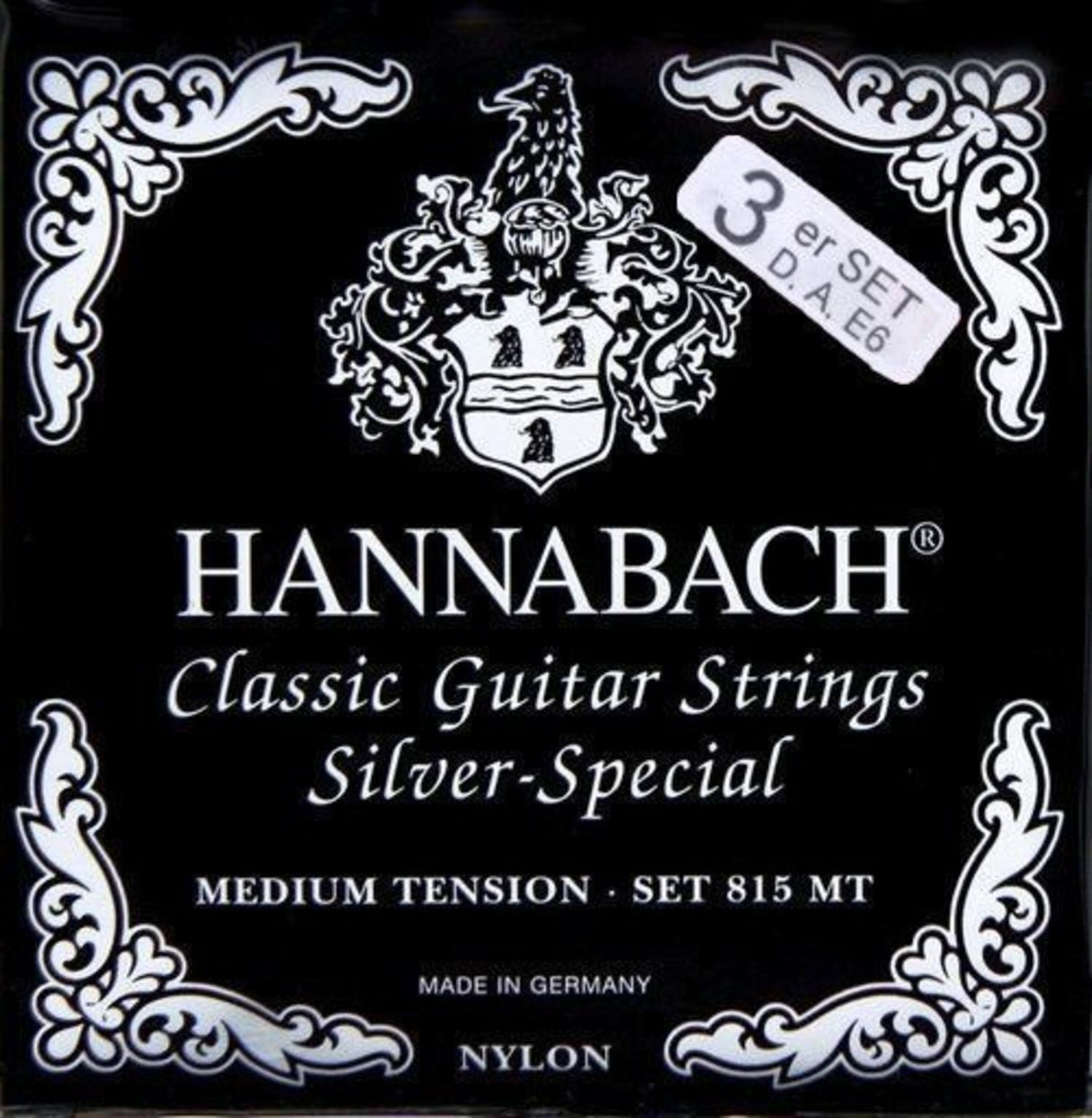 Hannabach Strings for classic guitar Serie 815 Medium tension Silver special - Set of 3 bass (8157MT)