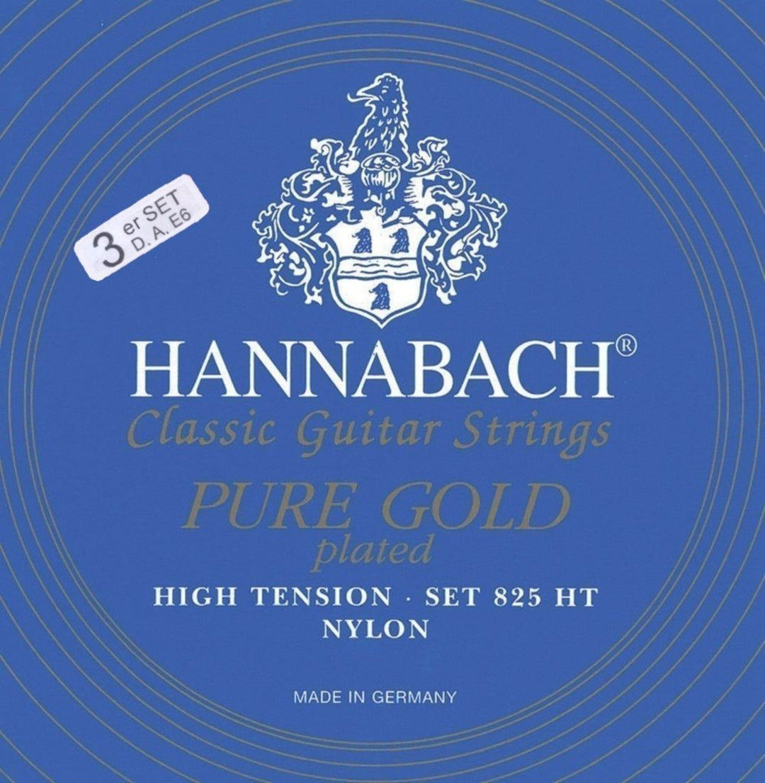 Hannabach Strings for classic guitar Serie 825 High tension specialized gold plated - 3er Bass high (8258HT)