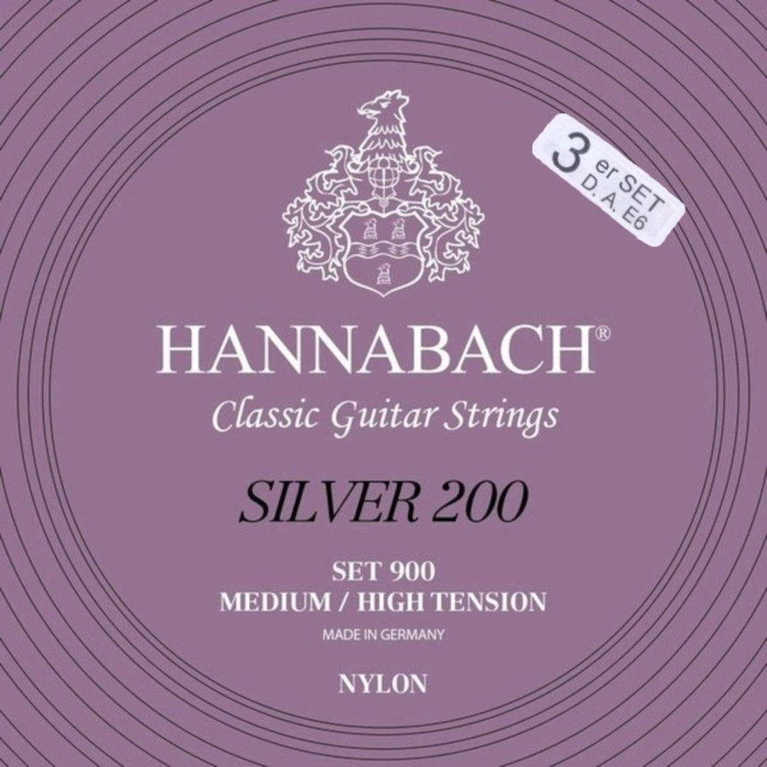 Hannabach Strings for classic guitar Series 900 Medium/High Tension Silver 200 - 3er Bass med-hi (9007MHT)