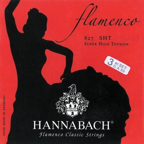 Hannabach Strings for classic guitar Serie 827 Super High Tension Flamenco - Set of 3 Bass (8277SHT)