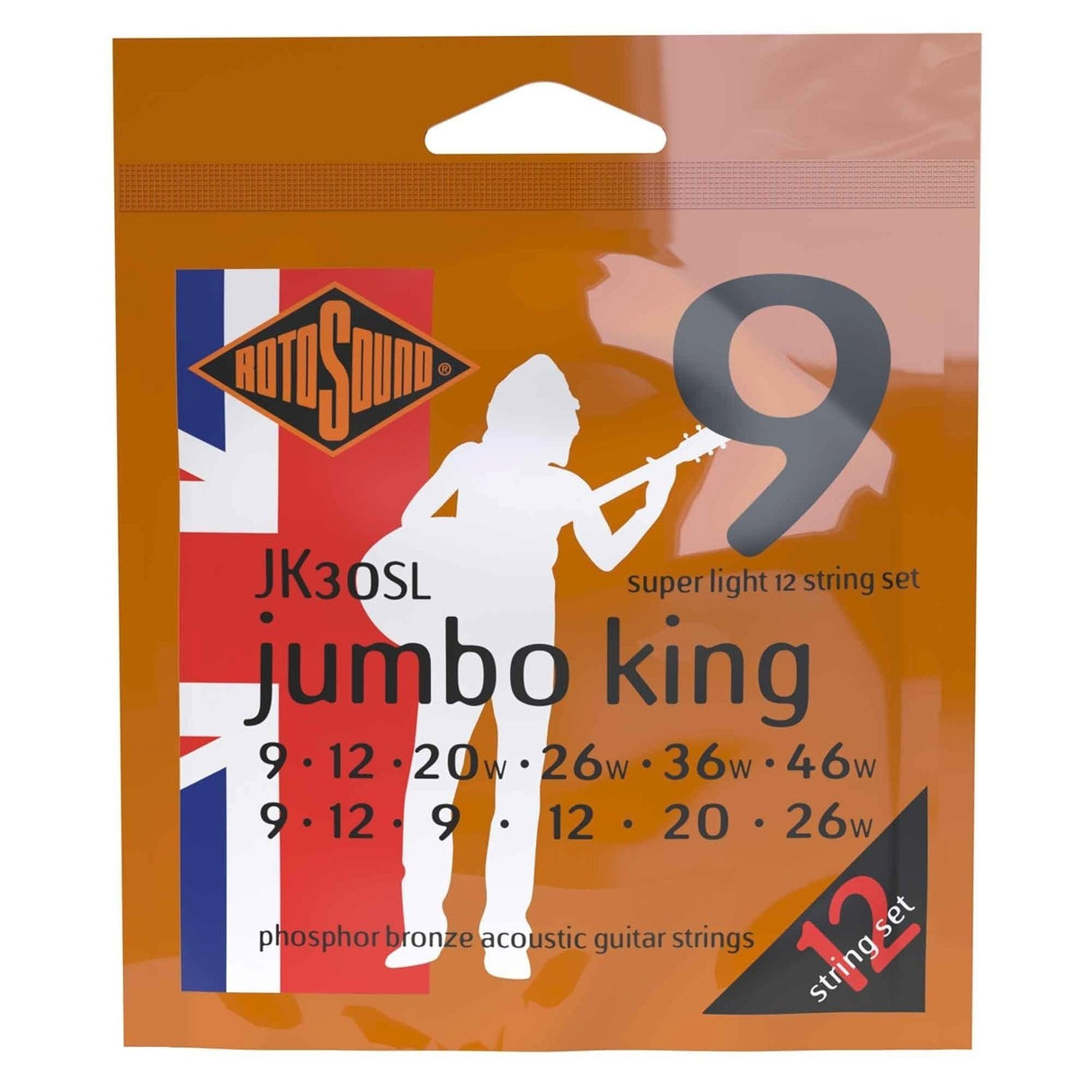 Rotosound Strings for Acoustic Guitar Jumbo King - Set 12-string Super Light 9-46 (JK30SL)