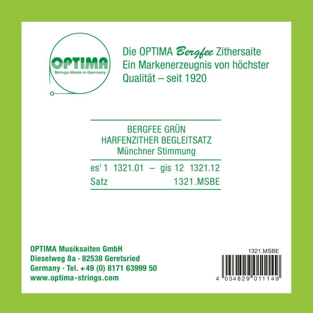 Optima Strings for zither Harp/air resonance zither nylon green 1321 - Set (1321.MSBE)